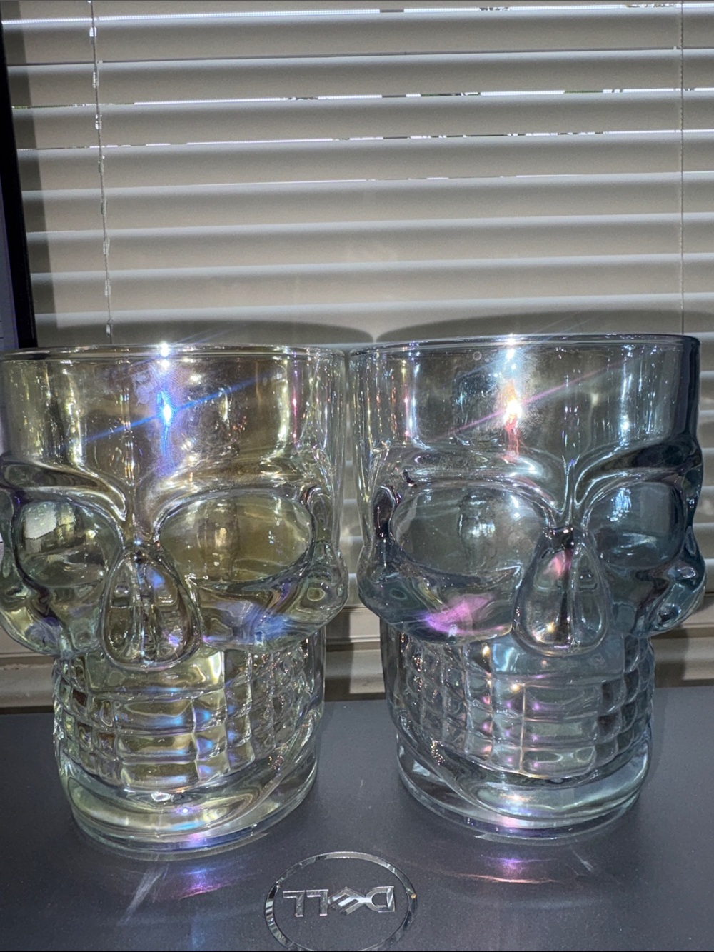 Iridescent Glass Skull Bone Mug - Clear